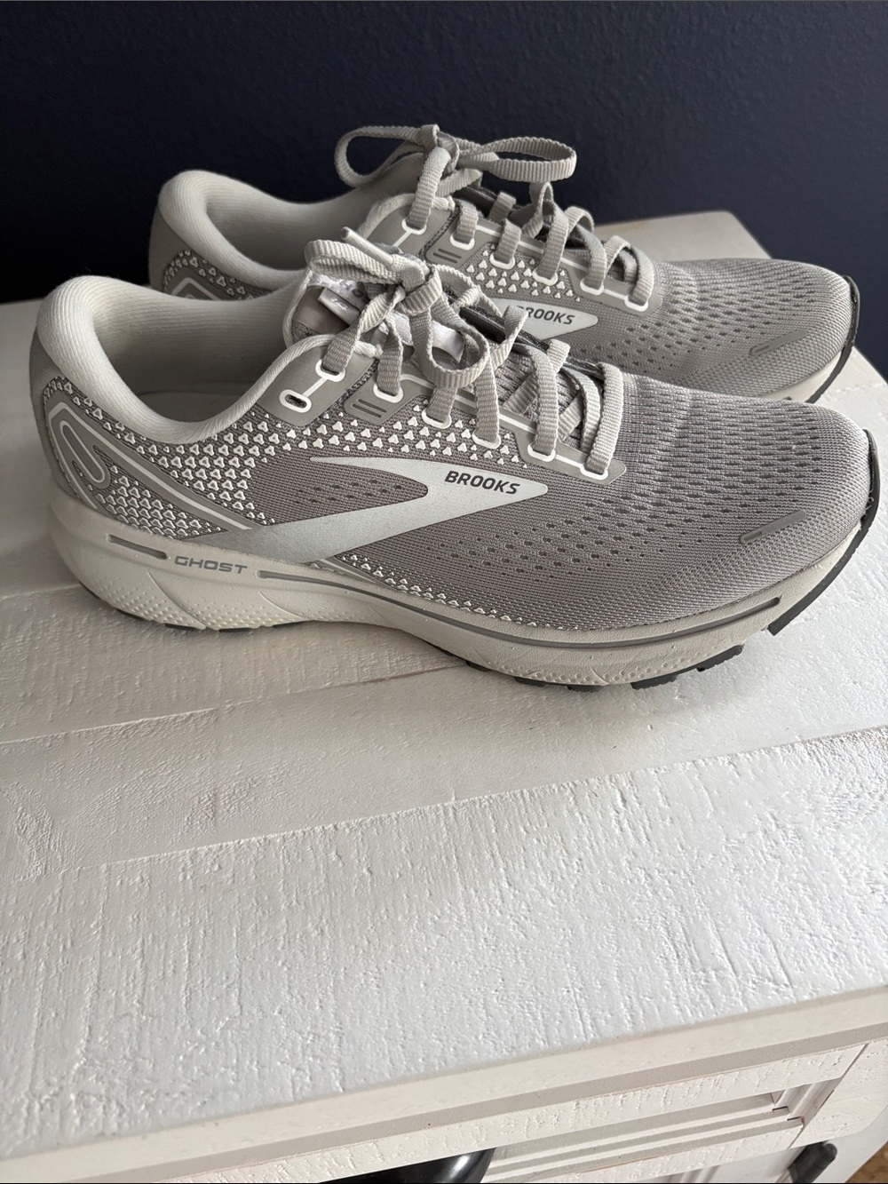 Brooks Women's Ghost Running Shoes - Light Gray and White